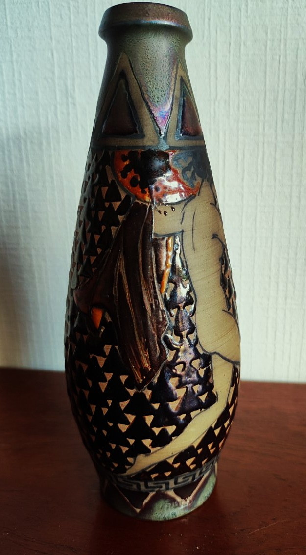 Vase décor néogrec de Pierre Almès chez BACS Golfe Juan ~1922. Barol, Ciboure, Massier Floutier-photo-3