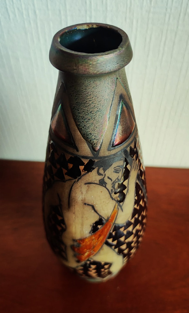Vase décor néogrec de Pierre Almès chez BACS Golfe Juan ~1922. Barol, Ciboure, Massier Floutier-photo-1