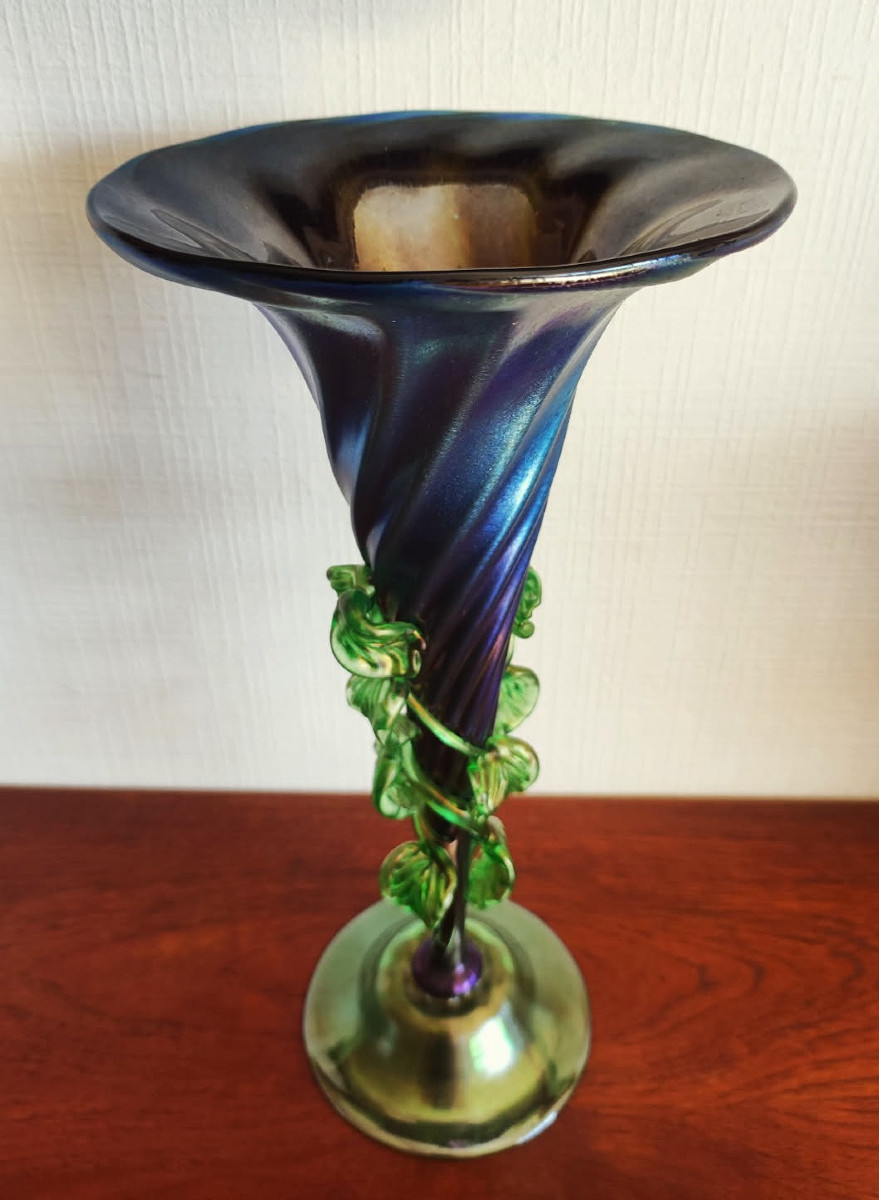 Loetz (1880-1940) Large Cobalt Vase Signed C.1900 Austria, Art Nouveau, Gallé, Daum Koenig-photo-2