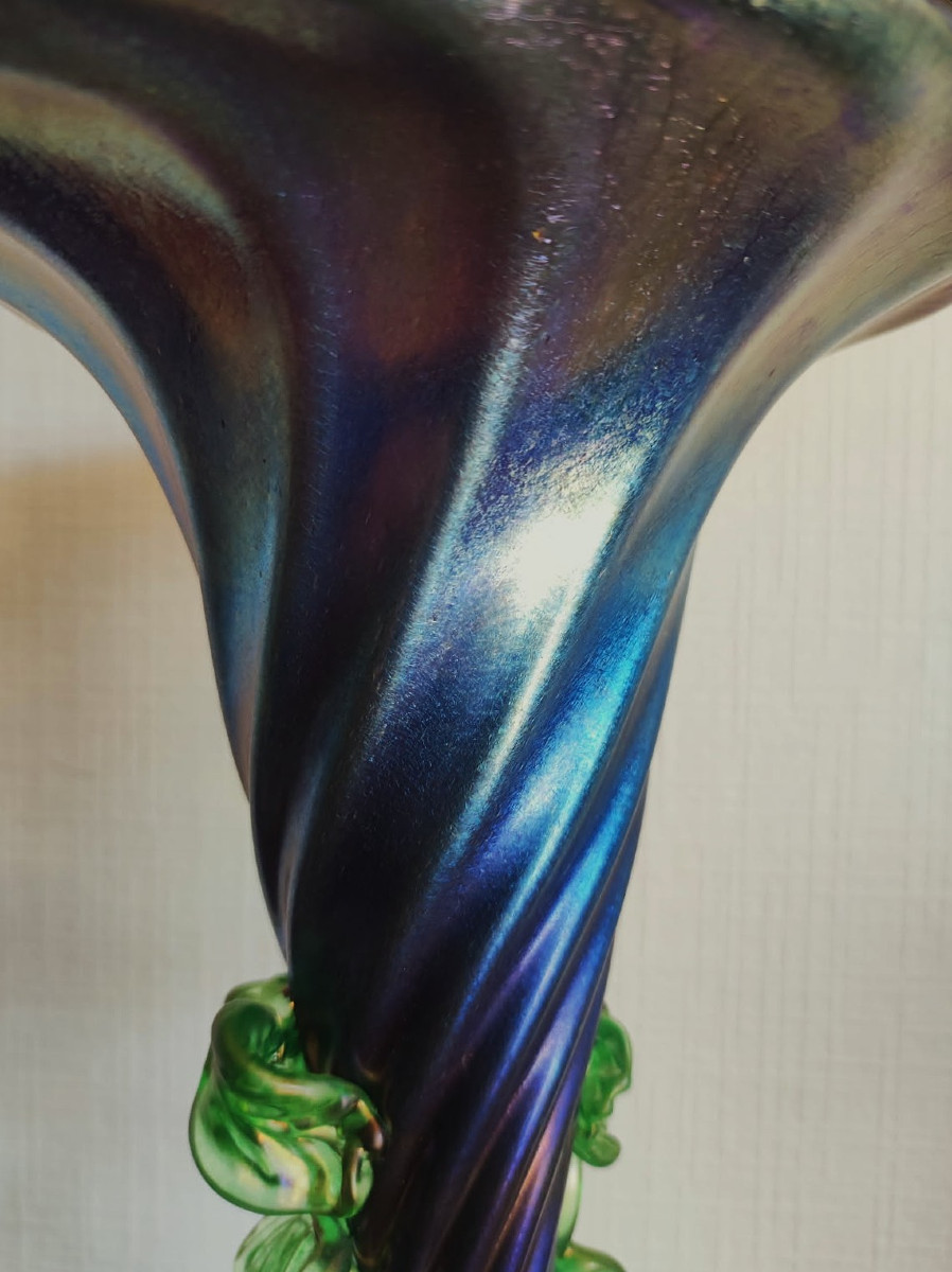 Loetz (1880-1940) Large Cobalt Vase Signed C.1900 Austria, Art Nouveau, Gallé, Daum Koenig-photo-4