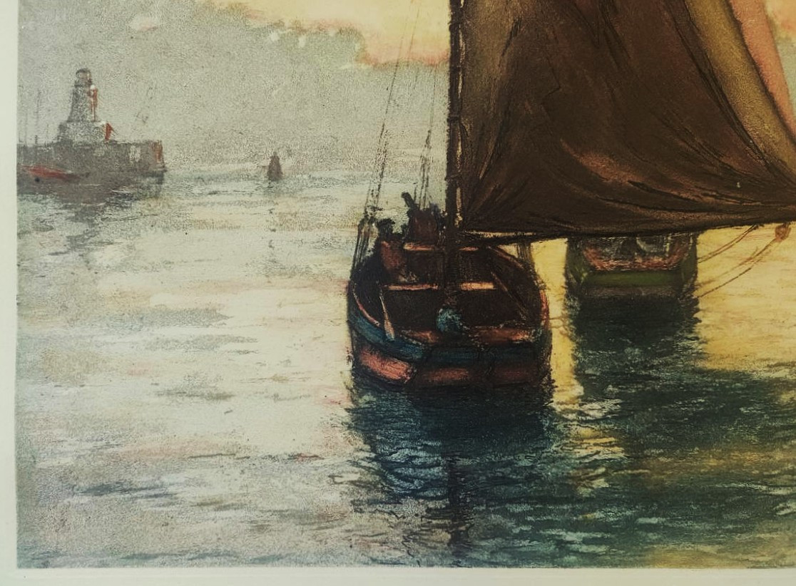 Henri Callot (1875-1956) Tuna Boats In The Port Of Ile d'Yeu. La Rochelle, Peintre De La Marine....-photo-2