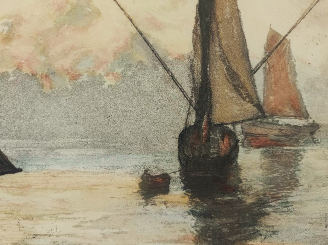 Henri Callot (1875-1956) Tuna Boats In The Port Of Ile d'Yeu. La Rochelle, Peintre De La Marine....-photo-5