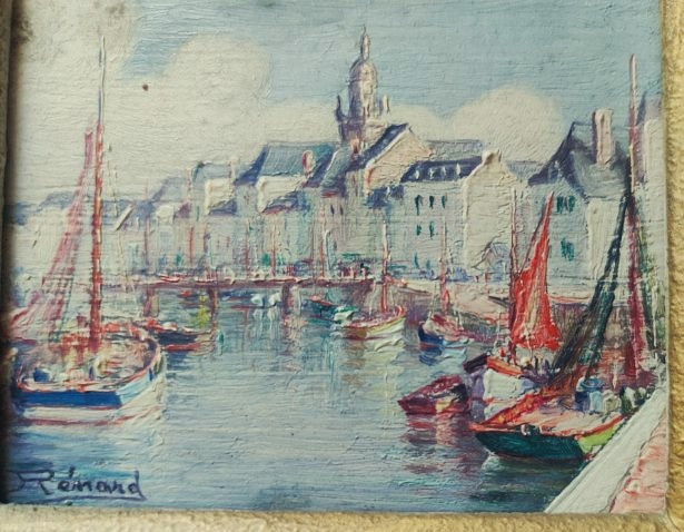 Raymond ENARD ( 1902/1982) Port de La Rochelle. Miniature. Ile de Ré, Charente, Suire, Balande-photo-1
