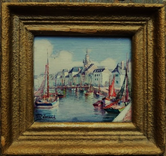Raymond ENARD ( 1902/1982) Port de La Rochelle. Miniature. Ile de Ré, Charente, Suire, Balande