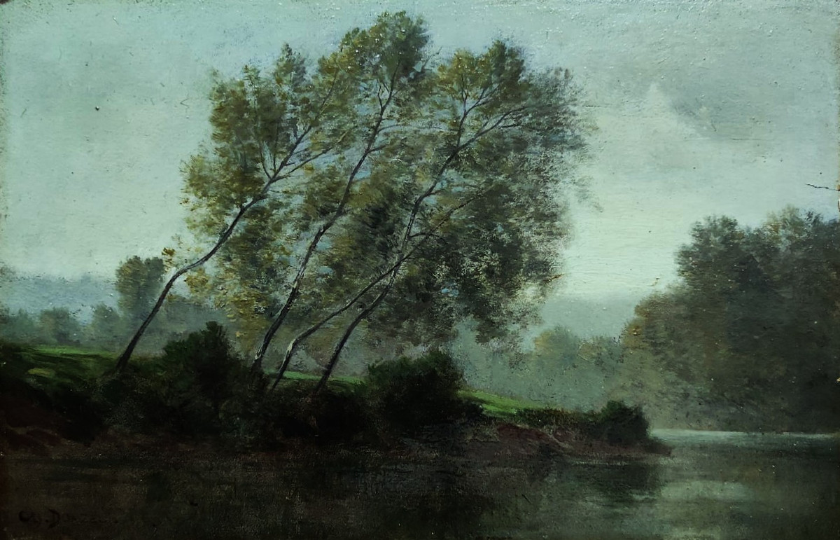 Charles Donzel (1824-1889) Bords de rivière, Creuse, Limousin. Ecole de Crozant 19ème, Corot...-photo-2