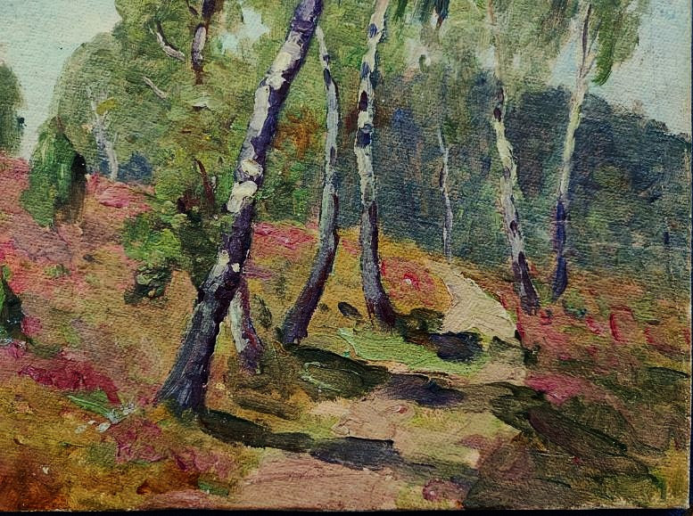 Paul Rue (1866-1954) Bouleaux et bruyères, Berry, Creuse. Ecole de Crozant, Châteauroux Coutant-photo-2