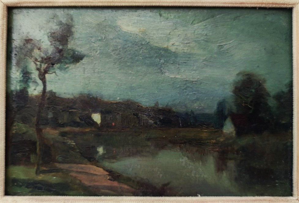 Francois Cachoud (1866-1943) Night On Chanaz And The Savières Canal. Lyon, Chambéry, Savoie...-photo-3