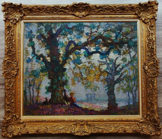 Charles Peccatte (1870-1962) Bergère et ses chèvres Creuse. Ecoles de Crozant + Nancy, Baccarat-photo-2