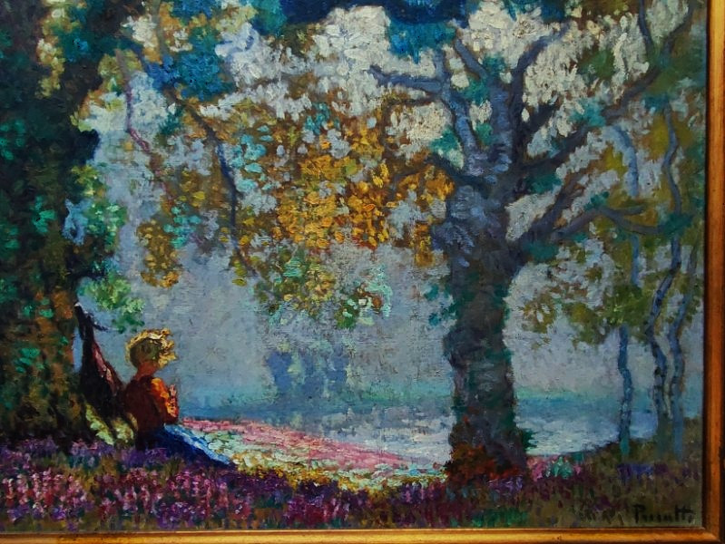 Charles Peccatte (1870-1962) Bergère et ses chèvres Creuse. Ecoles de Crozant + Nancy, Baccarat-photo-2