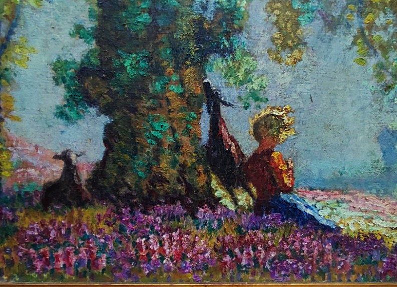 Charles Peccatte (1870-1962) Bergère et ses chèvres Creuse. Ecoles de Crozant + Nancy, Baccarat-photo-4