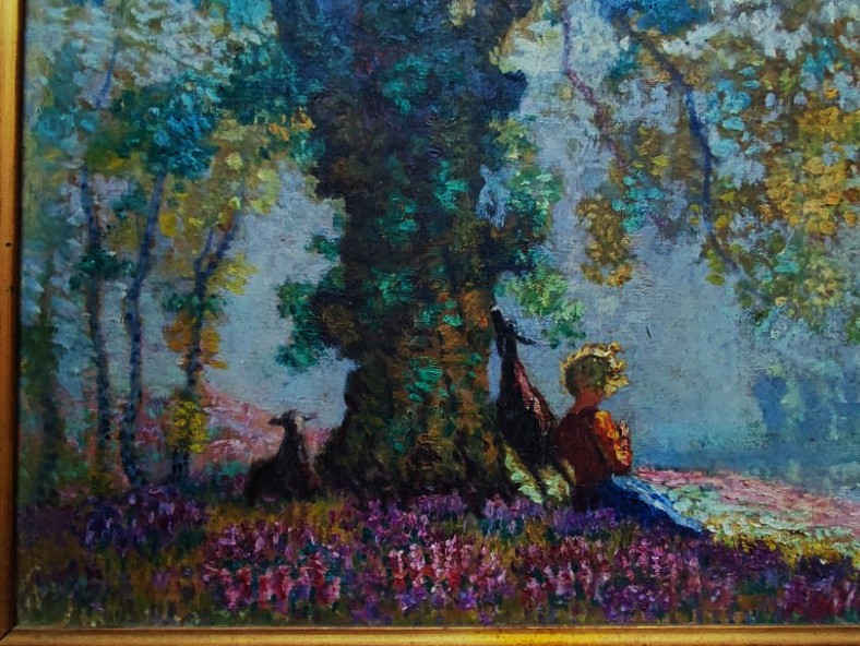 Charles Peccatte (1870-1962) Bergère et ses chèvres Creuse. Ecoles de Crozant + Nancy, Baccarat-photo-5