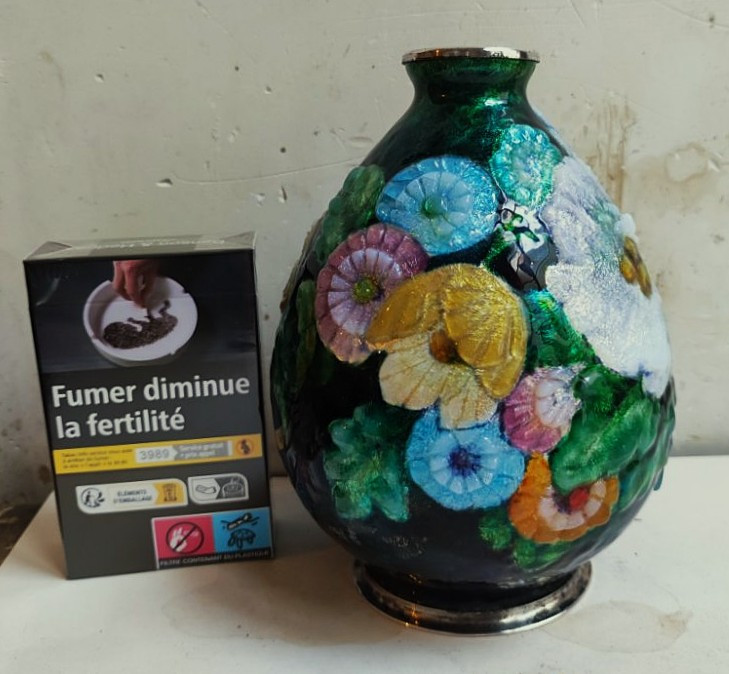 Camille Fauré (1874-1956) Limoges Enamel Vase Circa 1935/1945. Marty, Sarlandie, Jouhaud-photo-2