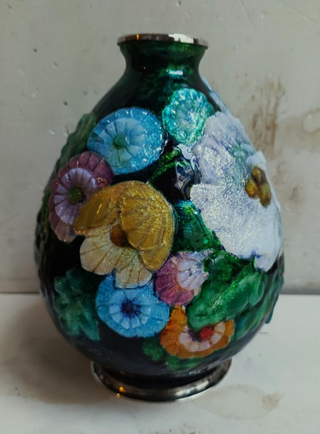 Camille Fauré (1874-1956) Limoges Enamel Vase Circa 1935/1945. Marty, Sarlandie, Jouhaud-photo-3
