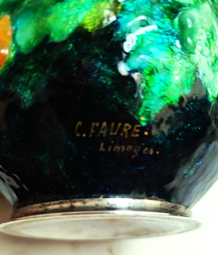 Camille Fauré (1874-1956) Limoges Enamel Vase Circa 1935/1945. Marty, Sarlandie, Jouhaud-photo-7