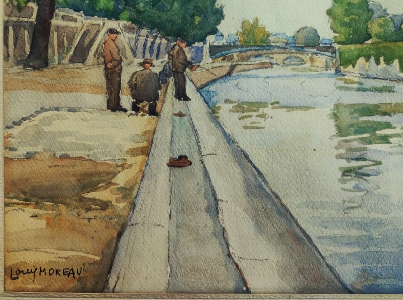 Louis MOREAU (1883-1958) Pêcheurs à Paris, Notre Dame ~1920. Ecole de Crozant, Châteauroux, Rue-photo-4