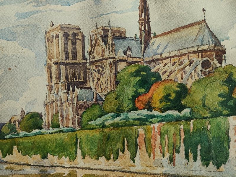 Louis MOREAU (1883-1958) Pêcheurs à Paris, Notre Dame ~1920. Ecole de Crozant, Châteauroux, Rue-photo-2