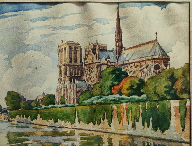Louis MOREAU (1883-1958) Pêcheurs à Paris, Notre Dame ~1920. Ecole de Crozant, Châteauroux, Rue-photo-6