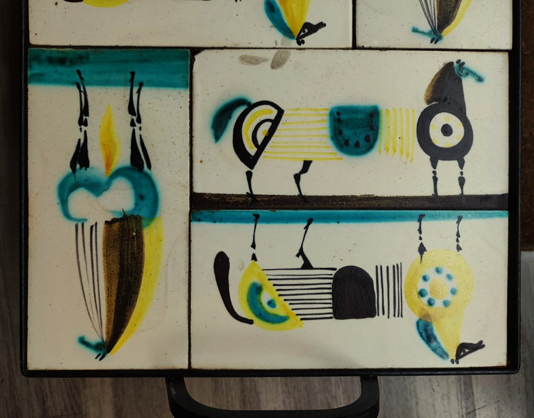 Roger Capron (1922-2006) Horse-decorated Coffee Table ~1950. Vallauris, Picault, Matégot Innocenti-photo-3