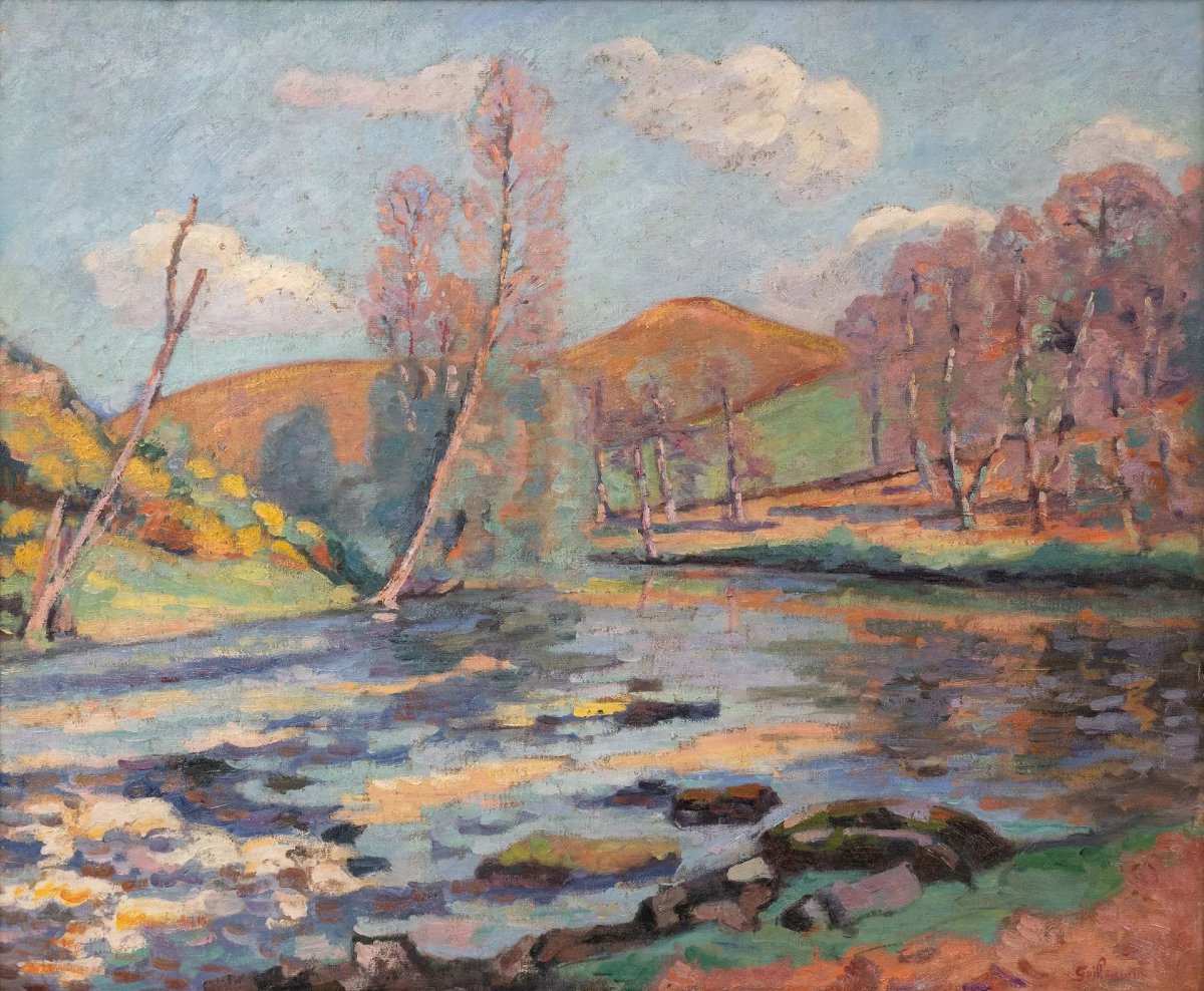 Armand Guillaumin (1841-1927) Le barrage de Genetin / Creuse. Ecole de Crozant, Impressionniste-photo-8