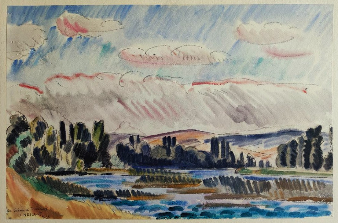 Louis Neillot (1898-1973) La Seine à Trévoux 09/ 1933. Fauve, Valtat, Auvergne, Vichy, Allier.-photo-2
