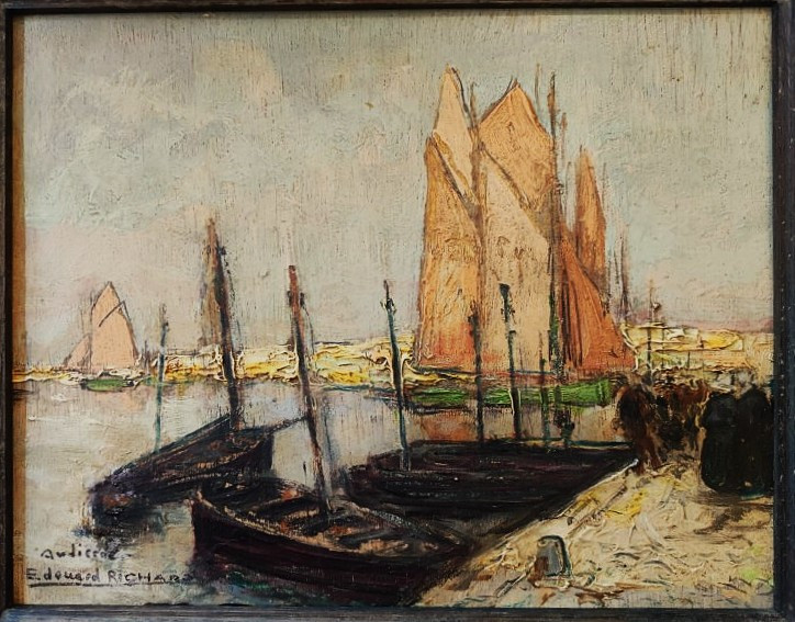 Edouard Richard ( 1883-1955) Port d'Audierne, Bretagne. Ecole bretonne, Saint-Quentin, Barnoin-photo-2