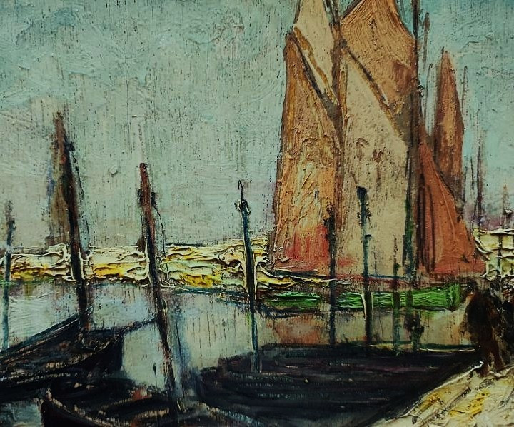 Edouard Richard ( 1883-1955) Port d'Audierne, Bretagne. Ecole bretonne, Saint-Quentin, Barnoin-photo-2