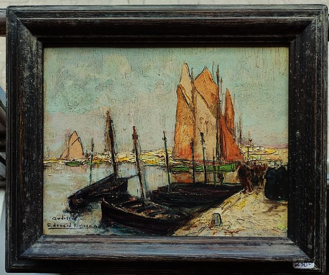 Edouard Richard ( 1883-1955) Port d'Audierne, Bretagne. Ecole bretonne, Saint-Quentin, Barnoin