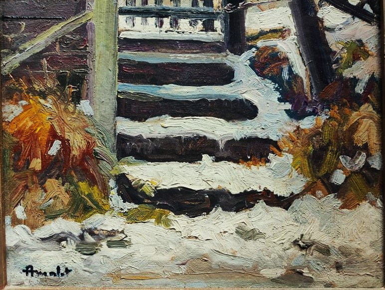Albert Malet (1912-1986) Snow In Gouville. Rouen School, Manche, Pinchon, Delattre, Marquet-photo-1