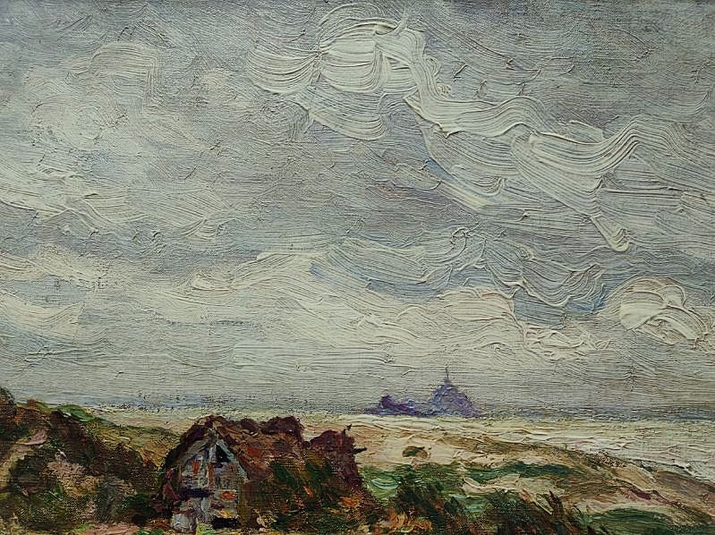 POZIER Jacinthe (1844-1915) Bord de côte Mont Saint-Michel. Ecole de Pont-Aven, Bretagne, Moret-photo-1