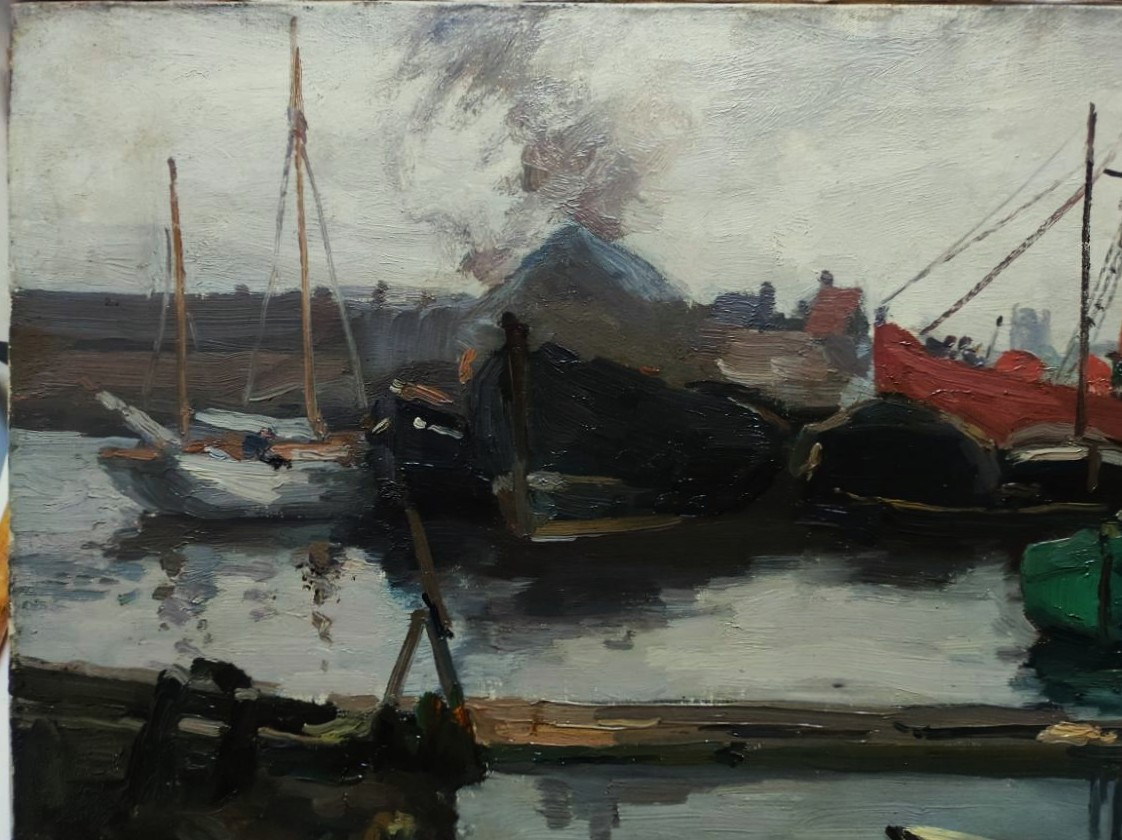 Gaston Haustrate (1878-1949) Port In Belgium 1906, Ostende.belgian Painter , Bruxelles, Claus..-photo-2