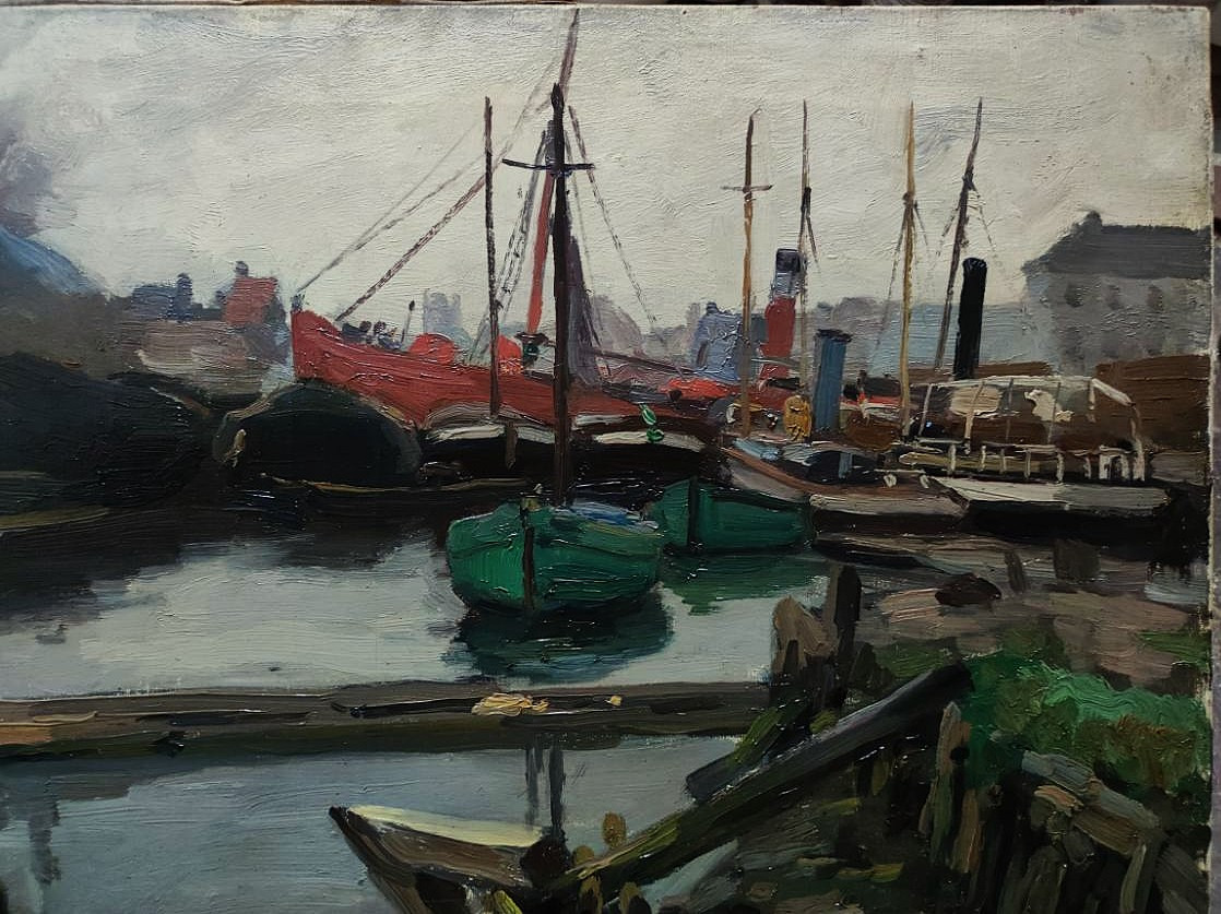 Gaston Haustrate (1878-1949) Port In Belgium 1906, Ostende.belgian Painter , Bruxelles, Claus..-photo-3