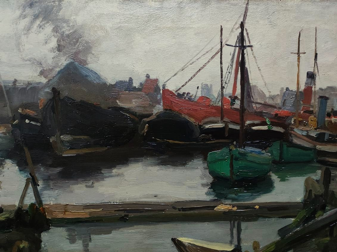 Gaston Haustrate (1878-1949) Port In Belgium 1906, Ostende.belgian Painter , Bruxelles, Claus..-photo-4