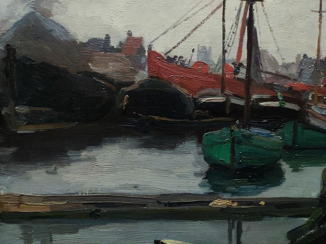 Gaston Haustrate (1878-1949) Port In Belgium 1906, Ostende.belgian Painter , Bruxelles, Claus..-photo-3