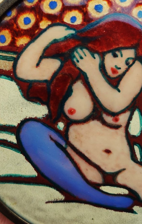 Léon Jouhaud (1874-1950) Léontine Se Coiffant ~1913, Limoges Enamel. Rouart, Bichet, Crozant-photo-4