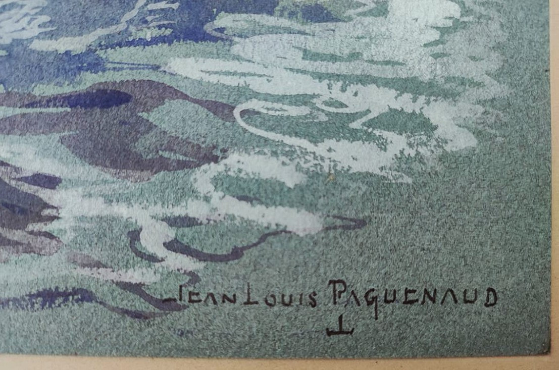 Jean Louis Paguenaud (1876-1952) Croiseur par mer agitée. Limoges, Marine, Marin Marie Voyageur-photo-7