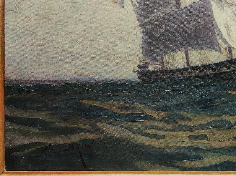 Alexandre Brun (1853-1941) Frégate, Marseille. Marine, Sailboat,bracquemond, Cabanel, Monticelli-photo-1