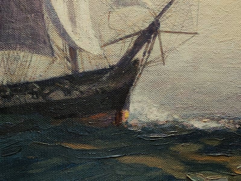 Alexandre Brun (1853-1941) Frégate, Marseille. Marine, Sailboat,bracquemond, Cabanel, Monticelli-photo-2