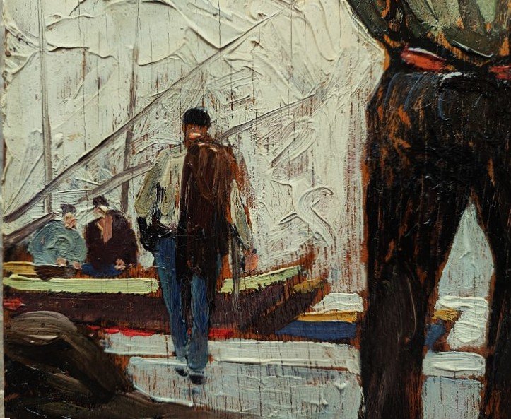 Gustave Vidal (1895–1966) Fishermen In The Mediterranean. Provençal School, Avignon, Marseille, 1913-photo-5