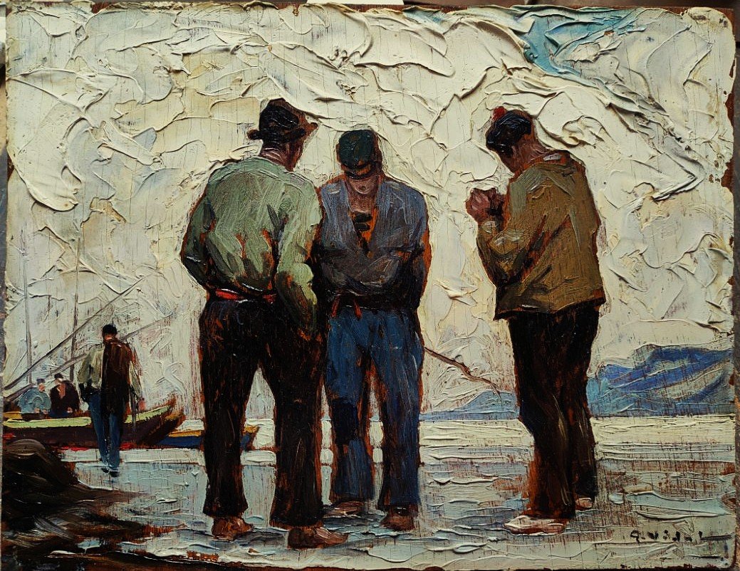 Gustave Vidal (1895–1966) Fishermen In The Mediterranean. Provençal School, Avignon, Marseille, 1913