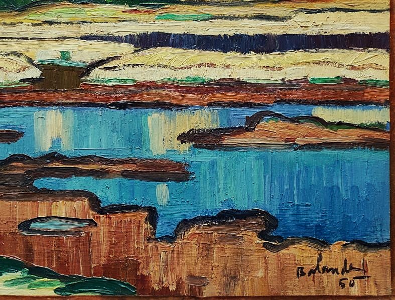 Gaston Balande (1880-1971) Village de Lauzières 1950. Ecole Charentaise, La Rochelle, Suire, Ré-photo-1