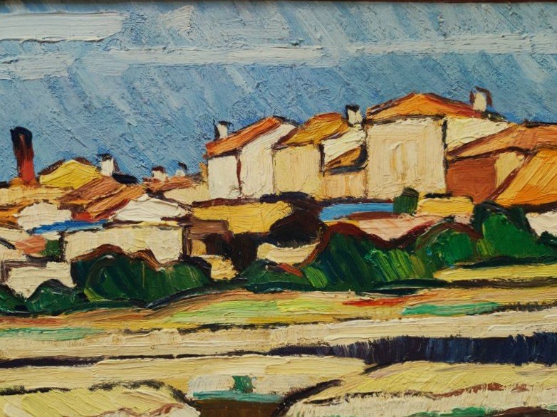 Gaston Balande (1880-1971) Village de Lauzières 1950. Ecole Charentaise, La Rochelle, Suire, Ré-photo-3