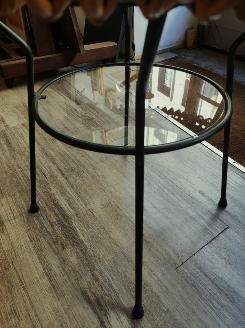Janine Abraham & Dirk Jan Rol. Table basse en rotin et fer vers 1950/60. Royère, Matégot Dumond-photo-3