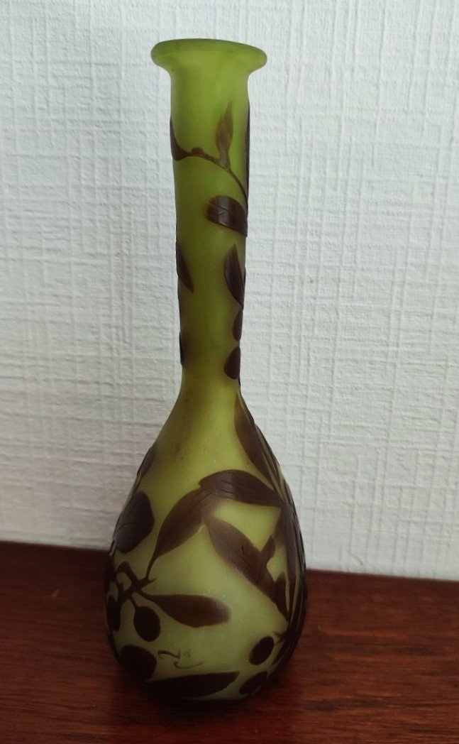Emile Gallé , vase soliflore vers 1900, décor à l'acide. Nancy, Daum, Lalique, Muller, Schverer-photo-3