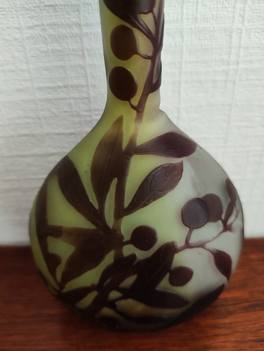 Emile Gallé , vase soliflore vers 1900, décor à l'acide. Nancy, Daum, Lalique, Muller, Schverer-photo-3