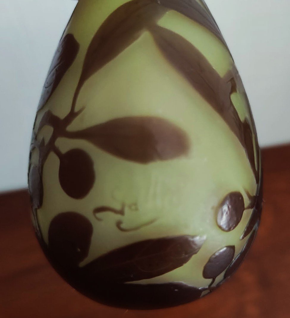 Emile Gallé , vase soliflore vers 1900, décor à l'acide. Nancy, Daum, Lalique, Muller, Schverer-photo-4