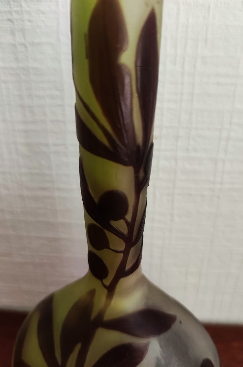 Emile Gallé , vase soliflore vers 1900, décor à l'acide. Nancy, Daum, Lalique, Muller, Schverer-photo-6