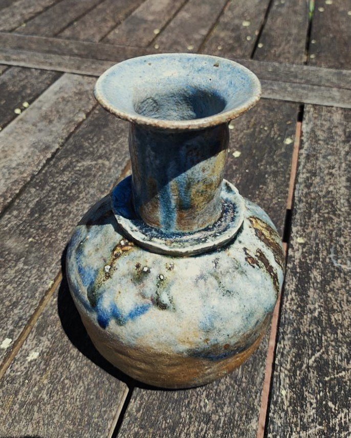 Yoland Cazenove (1914-2009) Vase en grès 17cm 1989, pièce unique. Orléans, Loiret, La Borne-photo-3