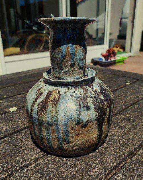 Yoland Cazenove (1914-2009) Vase en grès 17cm 1989, pièce unique. Orléans, Loiret, La Borne-photo-4