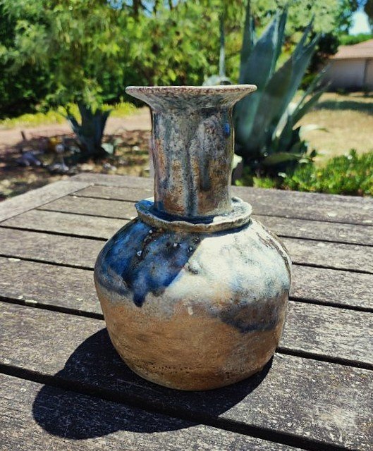 Yoland Cazenove (1914-2009) Vase en grès 17cm 1989, pièce unique. Orléans, Loiret, La Borne-photo-1