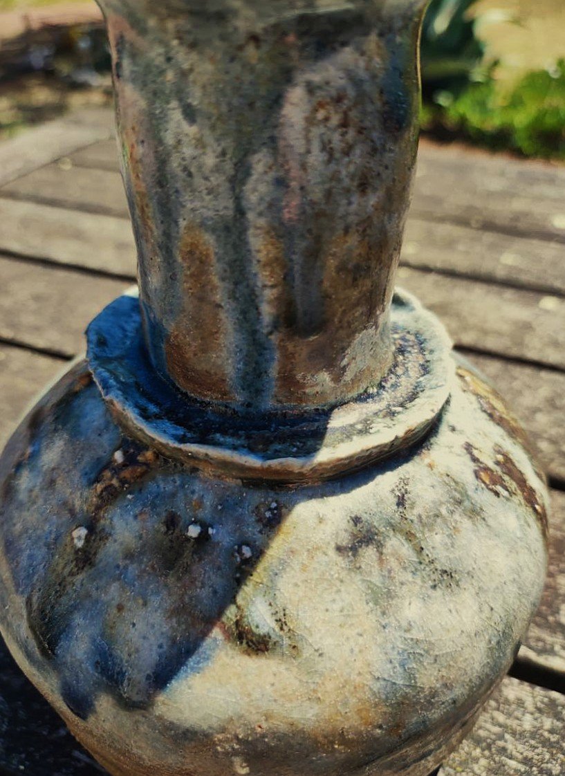 Yoland Cazenove (1914-2009) Vase en grès 17cm 1989, pièce unique. Orléans, Loiret, La Borne-photo-3